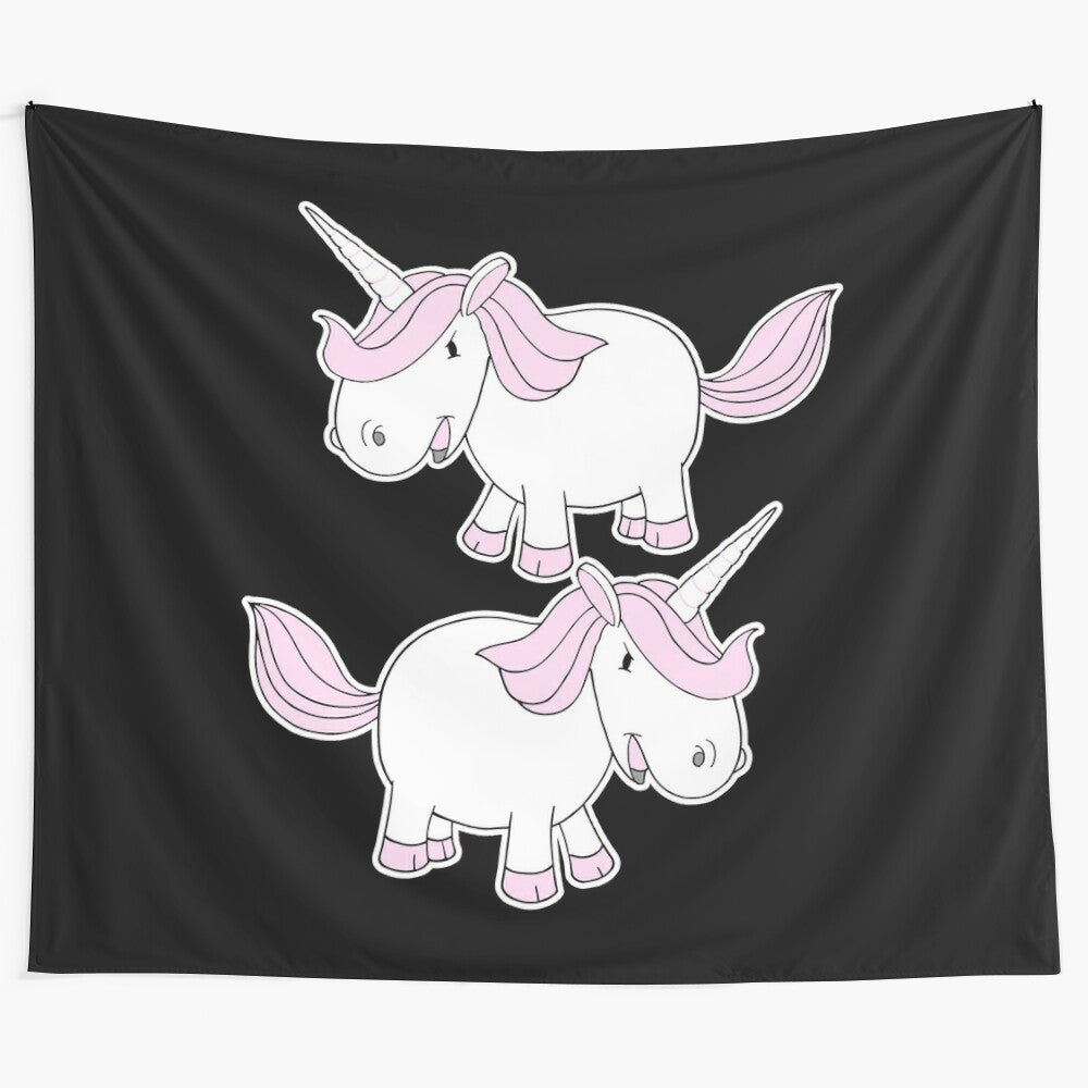 Colorful unicorn tapestry with a magical and whimsical design