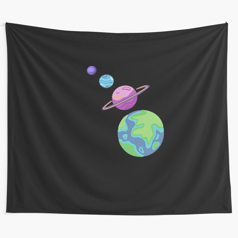 Planets Tapestry featuring detailed illustrations of planets in the solar system