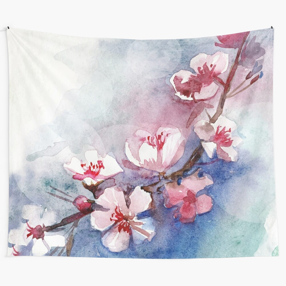 Watercolor floral tapestry with delicate, nature-inspired design