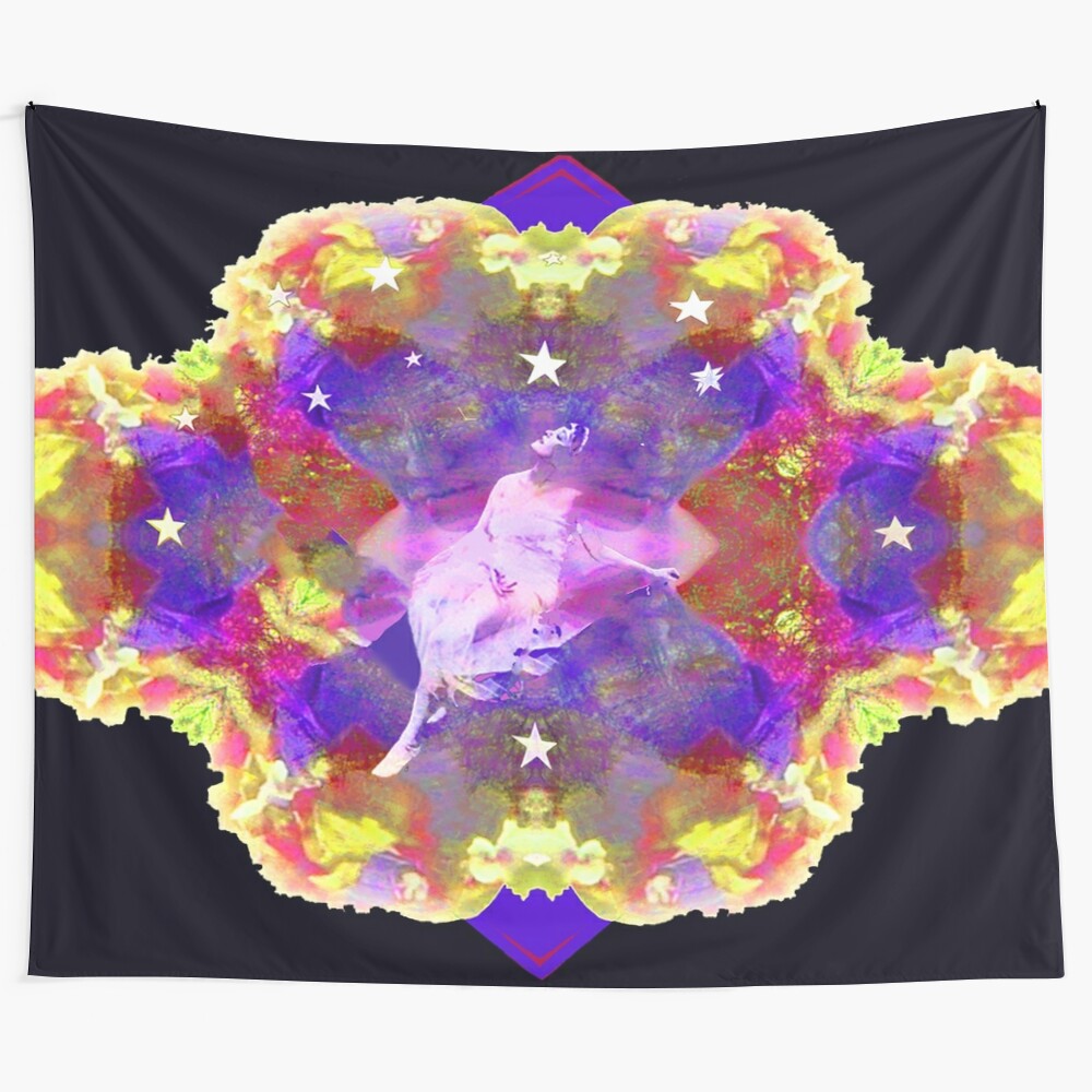 Colorful and vibrant dream of life tapestry featuring abstract, nature-inspired patterns