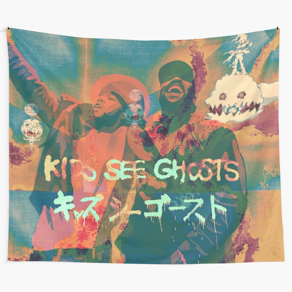 Kids See Ghosts inspired tapestry featuring hip hop artists Kid Cudi and Kanye West