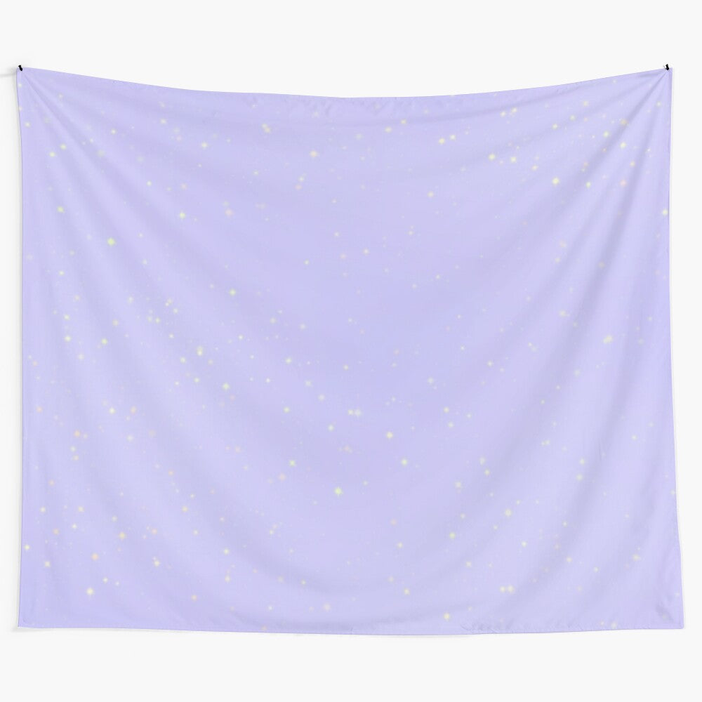 Light purple galaxy tapestry with night sky, stars, and cosmic elements