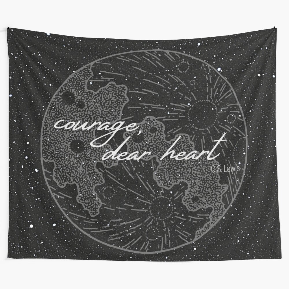 Starry night tapestry with C.S. Lewis quote 'courage, dear heart'