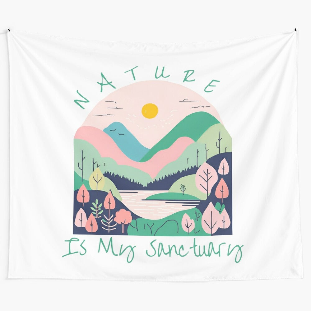 Nature-inspired tapestry with spiritual design for a mindful, eco-conscious home