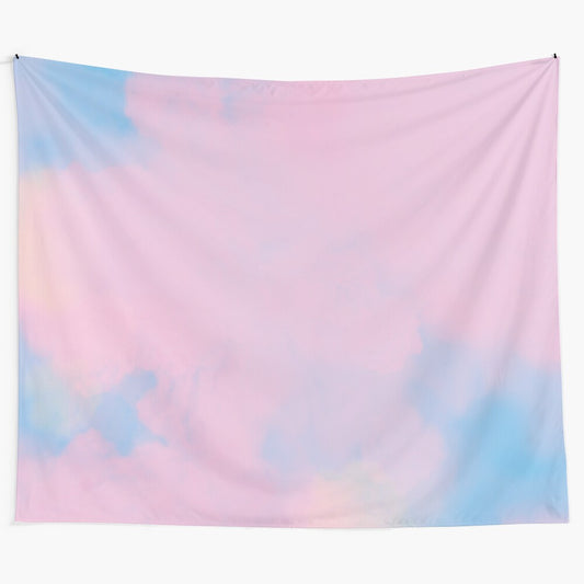 Lover Sky Tapestry with pink, blue, and yellow sunset landscape design