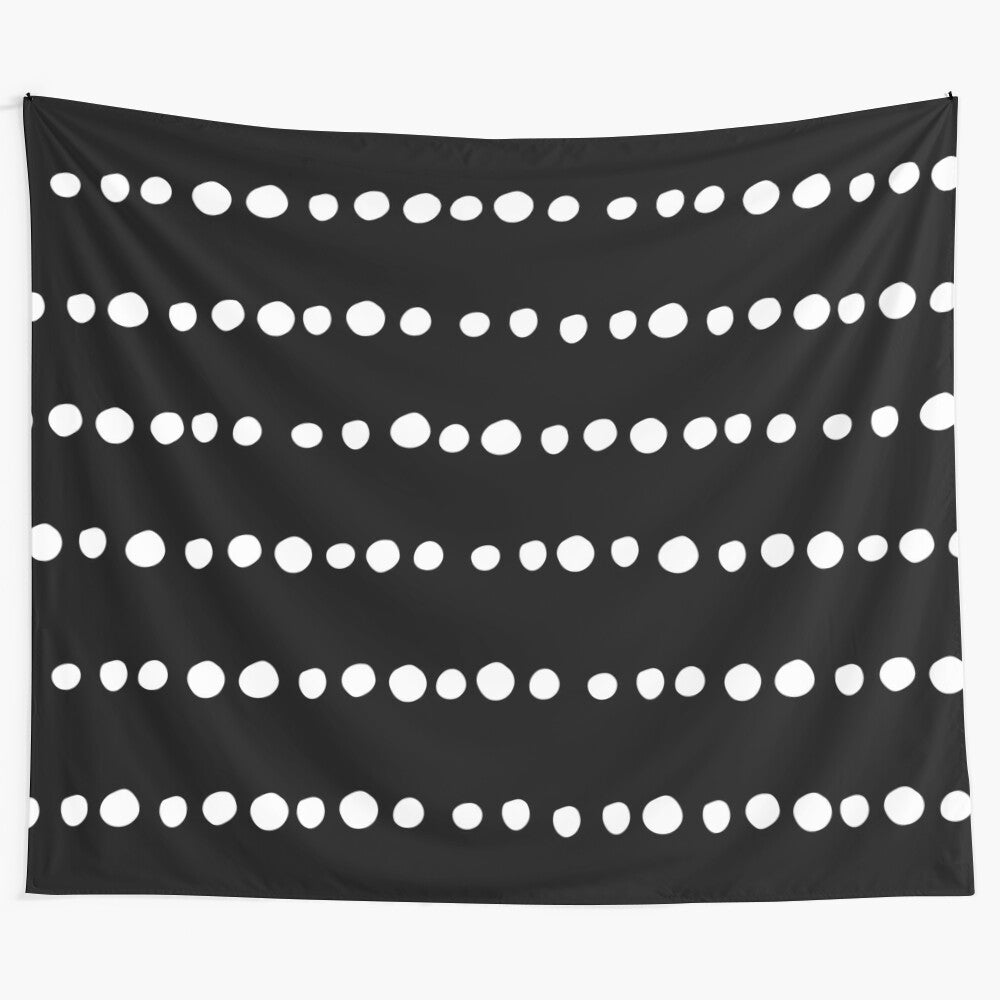 Boho style mudcloth dots pattern tapestry in black and white