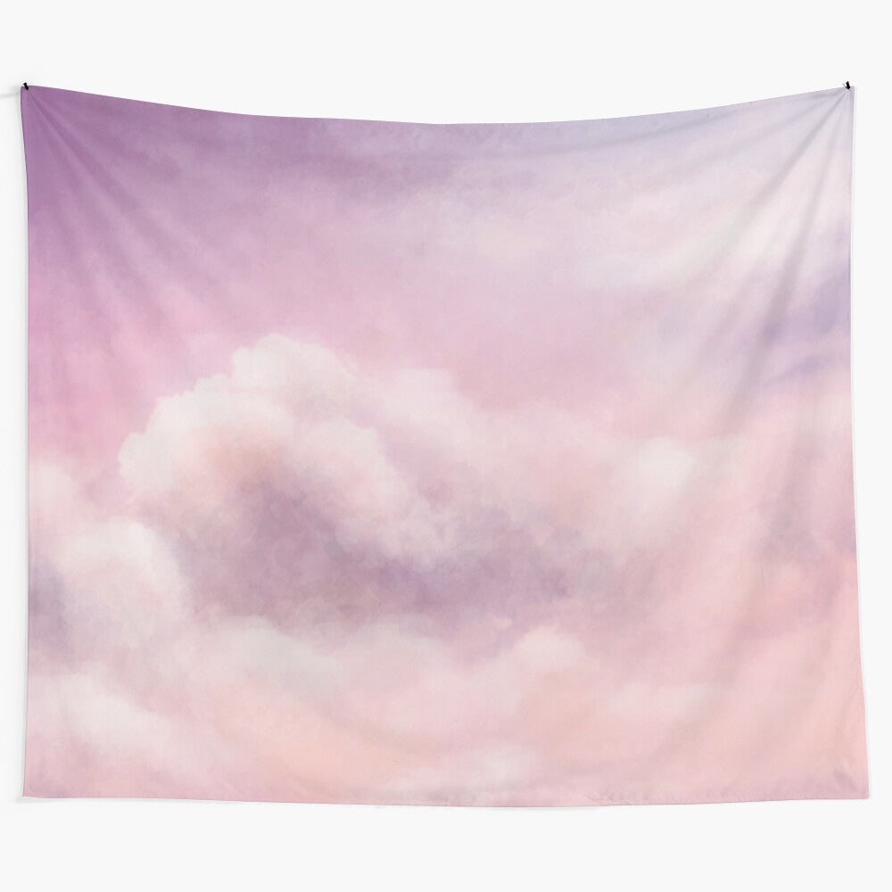 Dreamy pastel pink and purple cloud tapestry