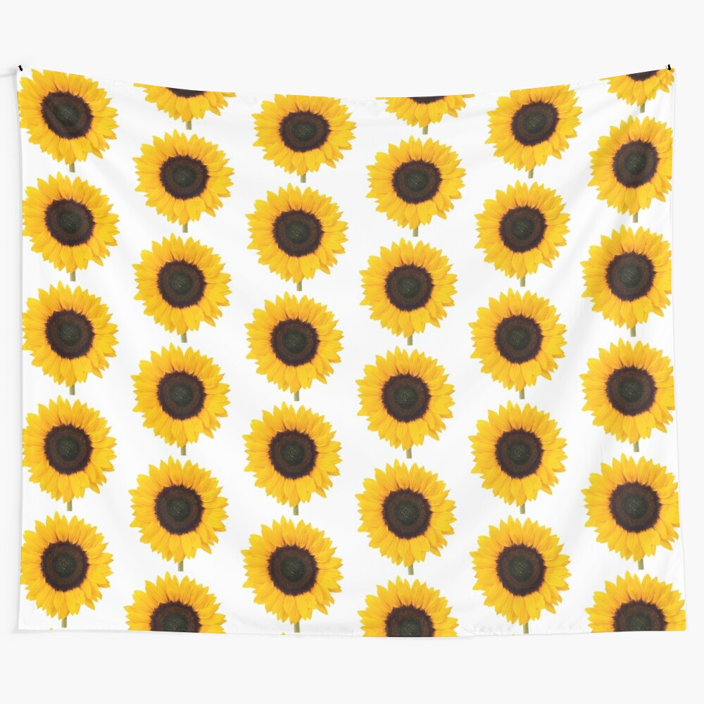 Sunflower pattern tapestry wall hanging with vibrant yellow flowers