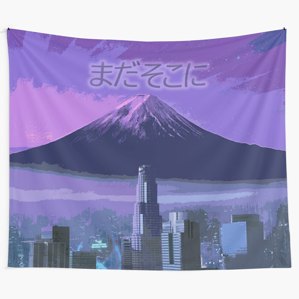 Fuji Tapestry featuring a vaporwave-style depiction of the iconic Mt. Fuji