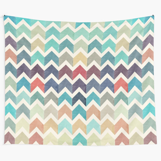 Watercolor chevron pattern tapestry