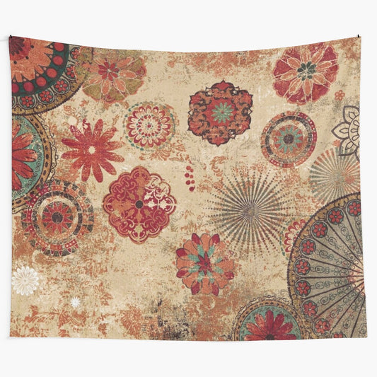 Bohemian farmhouse style Moroccan-inspired tapestry wall hanging