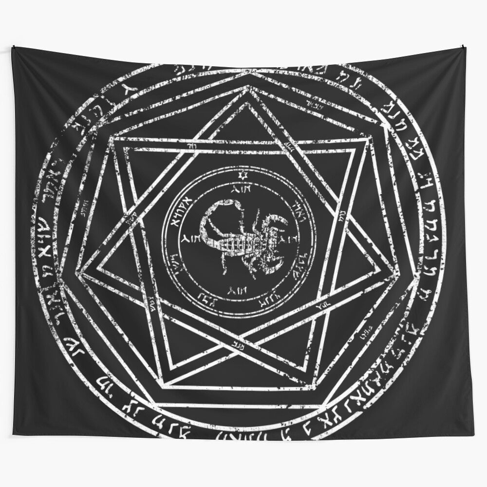 Supernatural-themed devil's trap aged tapestry wall art