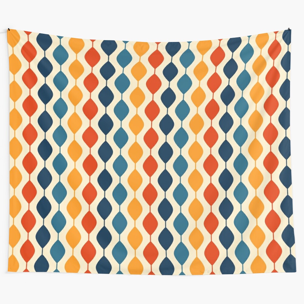 Retro 1970s mid-century pattern tapestry wall hanging