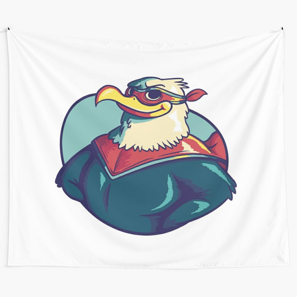 Superhero eagle graphic design art tapestry