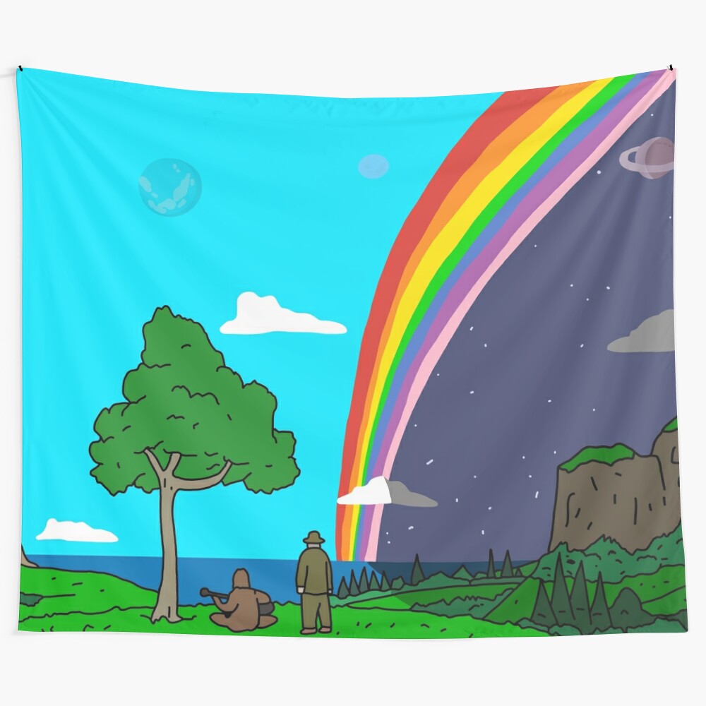 The Big Lez Show inspired landscape tapestry featuring the show's iconic characters and scenes