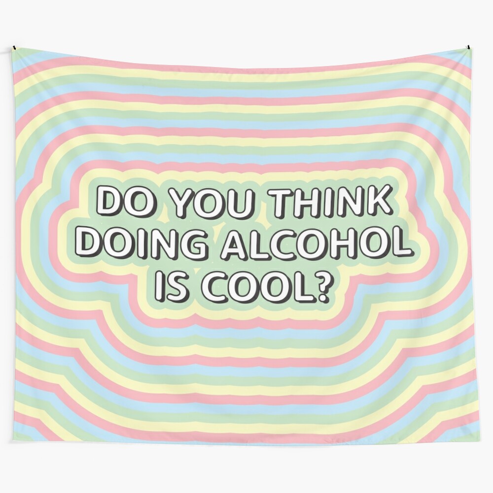 Retro college tapestry with alcohol and funny design