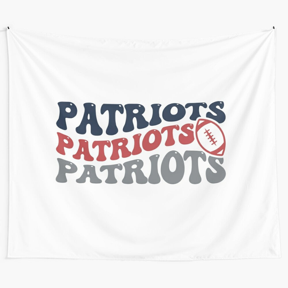 Patriotic Retro Football Tapestry with New England Patriots Inspired Design