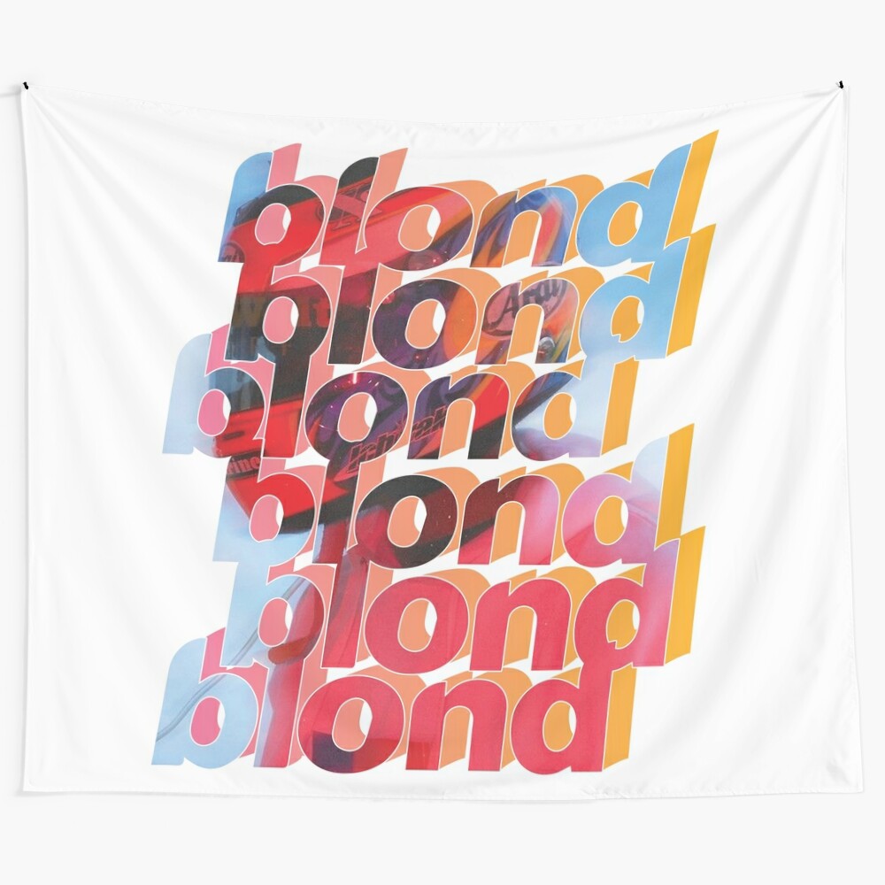 Repeated blond logo tapestry with aesthetic, artsy, and vaporwave design