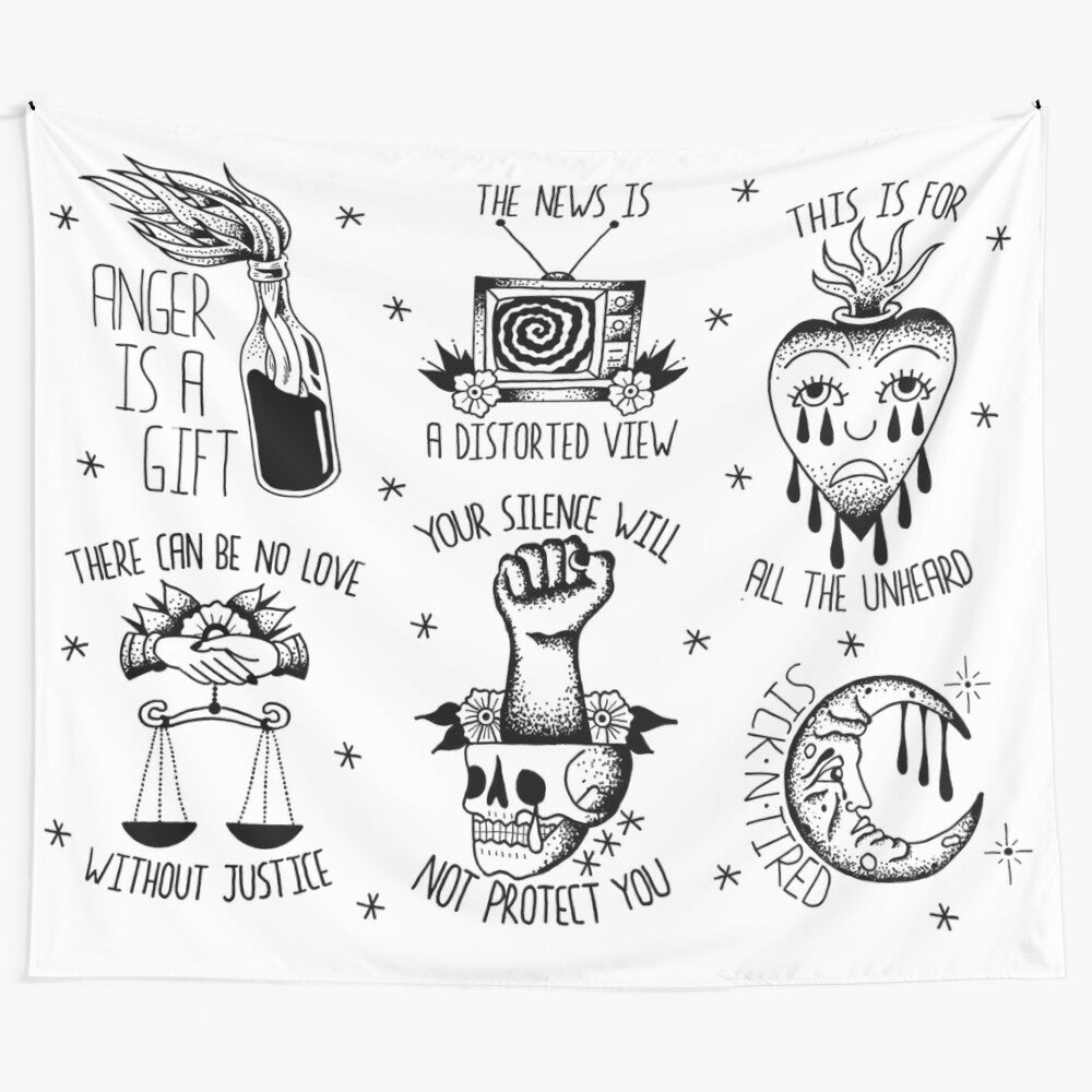 Tapestry showcasing the power of feminist rebellion and social justice icons