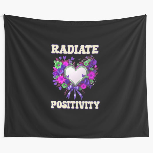 Retro floral design with positive affirmation "Radiate positivity"