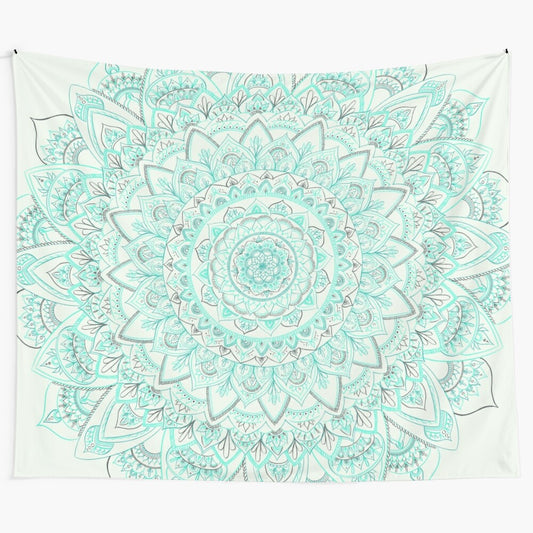 Light mint green mandala tapestry wall hanging