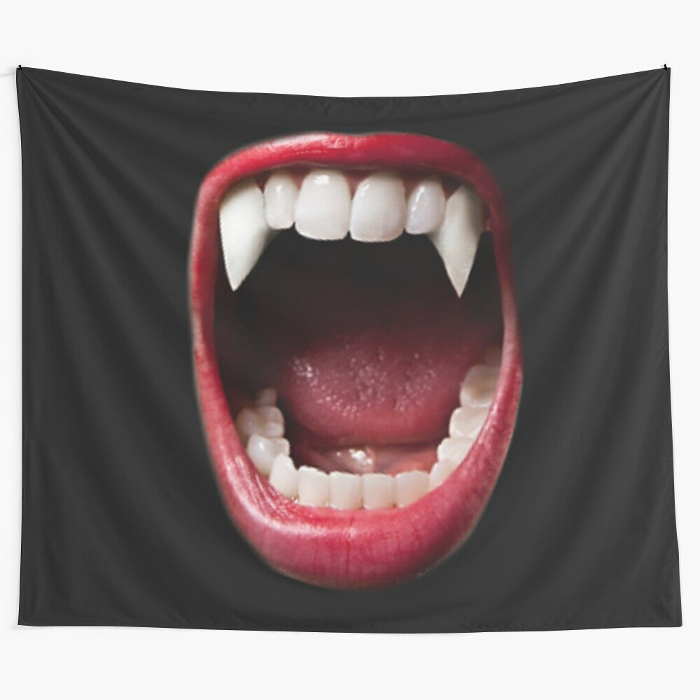 Captivating vampire-themed tapestry featuring abstract, surreal, and visionary artwork