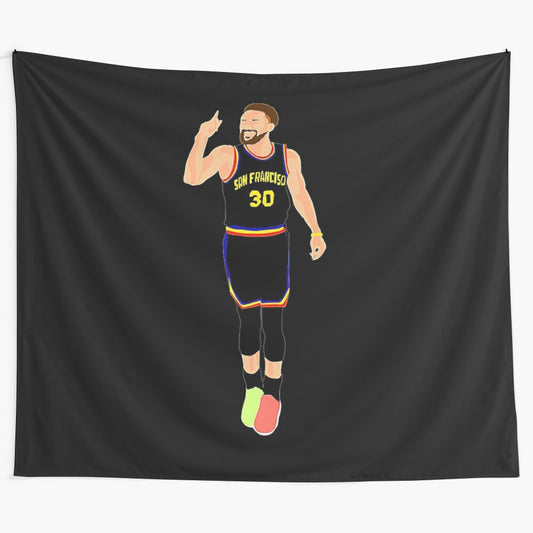 Stephen Curry inspired tapestry featuring the basketball star in action