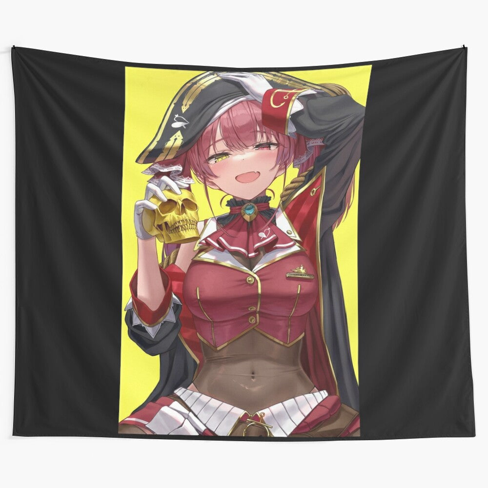 Hololive-inspired Houshou Marine chibi-style tapestry wall art