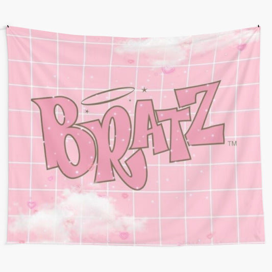 Bratz-inspired tapestry with vibrant colors and pop culture graphics