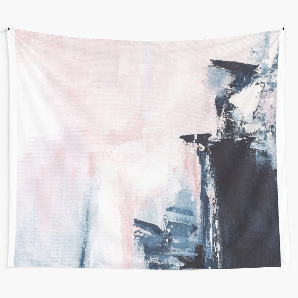 Abstract pink and navy tapestry wall art