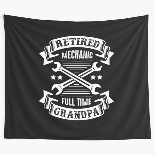 Vintage retired mechanic grandpa funny t-shirt tapestry