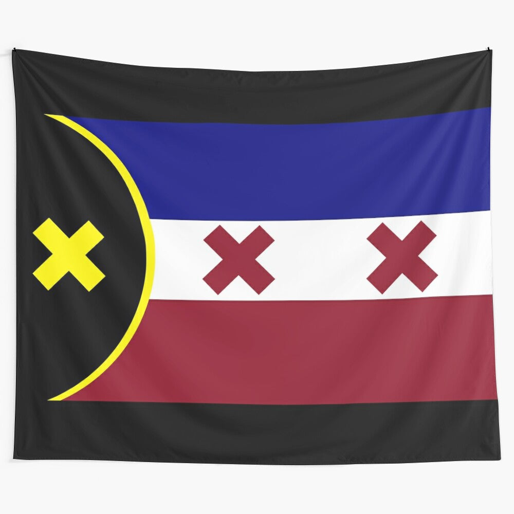 Lmanberg flag tapestry featuring characters from the Dream SMP