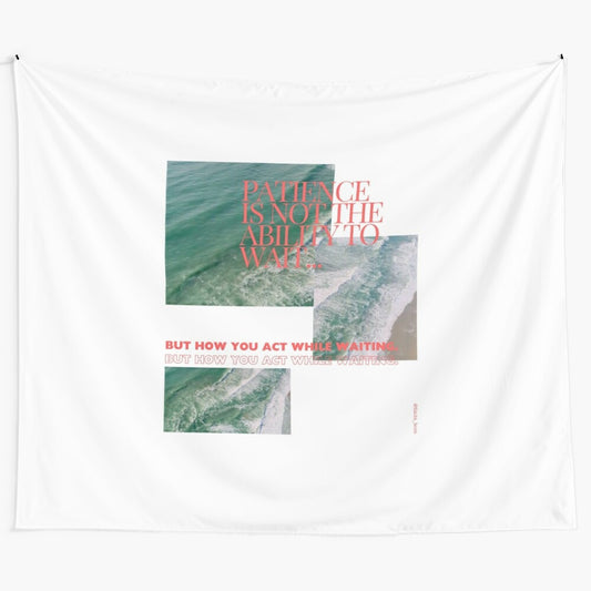 Modern tapestry featuring inspirational quotes, ocean scenery, and nature designs