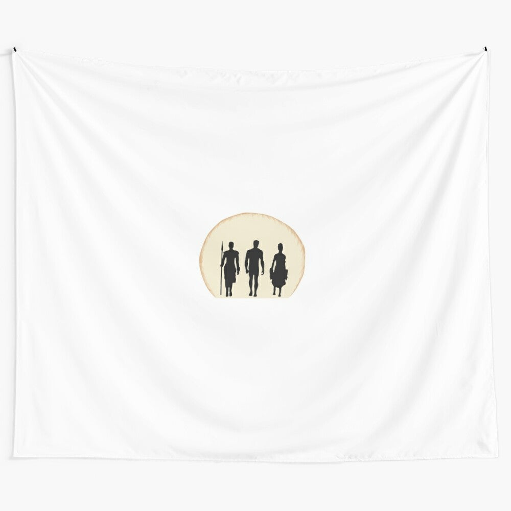 Minimalist tapestry design featuring Marvel superhero portals