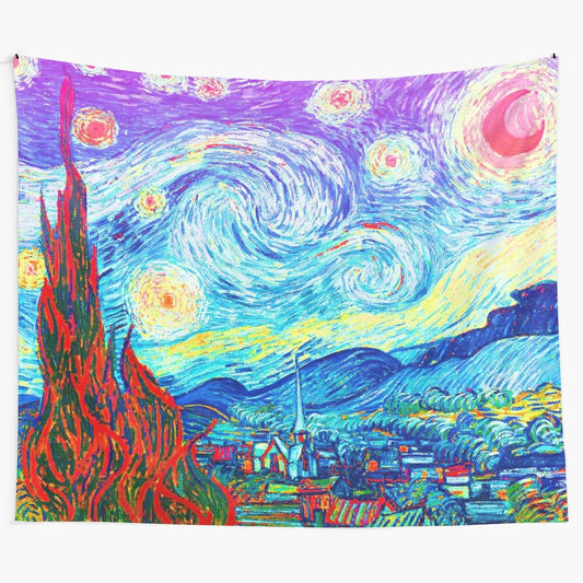 Psychedelic Starry Night abstract art tapestry