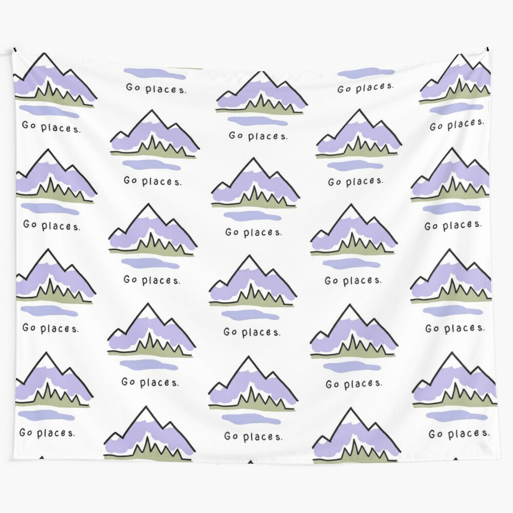 Breathtaking mountain landscape tapestry with "Life is Good" design