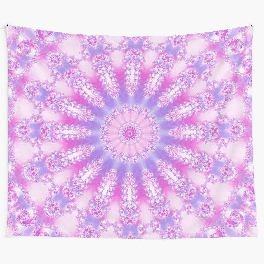 Pastel pink, magenta, and purple mandala tapestry