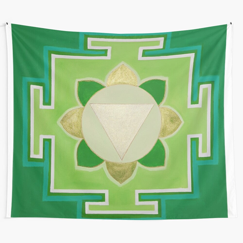 Green Tara Yantra Tapestry for Meditation and Spiritual Practice