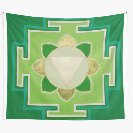 Green Tara Yantra Tapestry for Meditation and Spiritual Practice