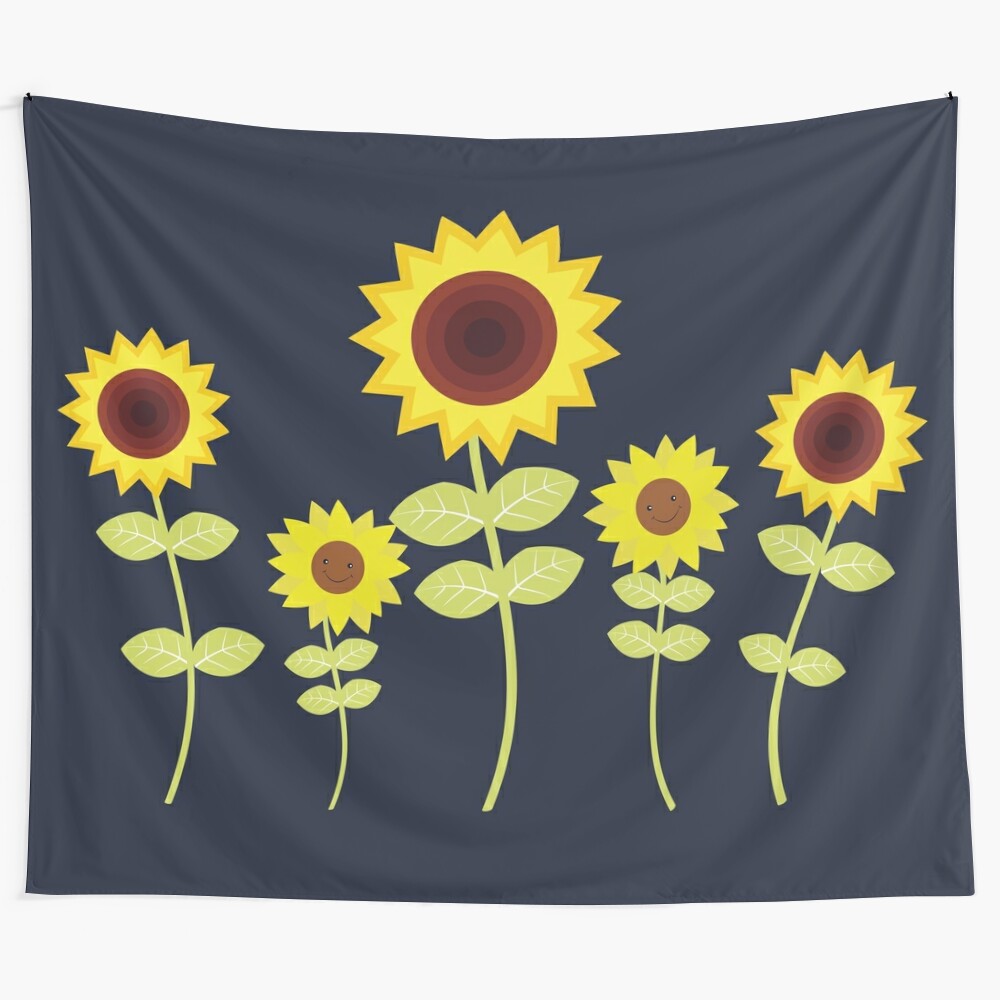 Vibrant sunflower art print tapestry for home decoration