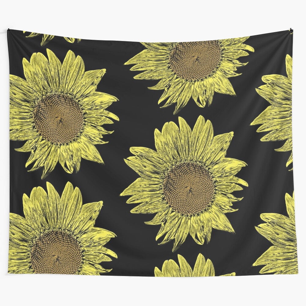 Vibrant yellow sunflower tapestry for wall art