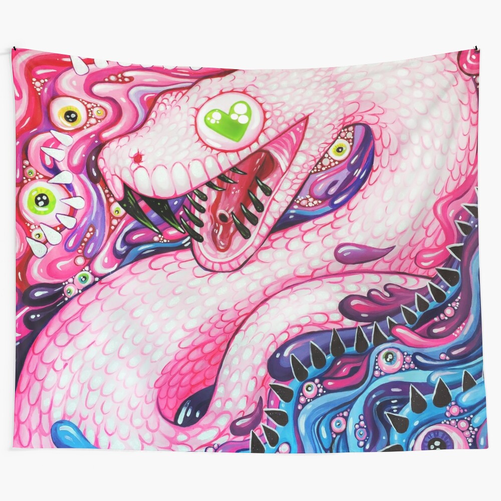 Colorful and Sparkly Glittersnake Acrylic Painting Tapestry