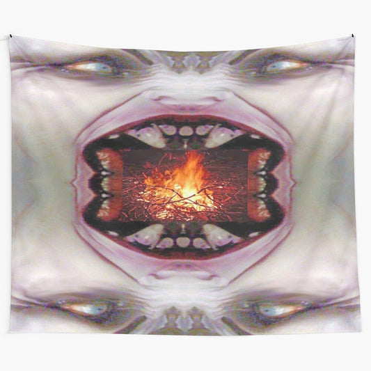 Colorful abstract fire monster tapestry wall art