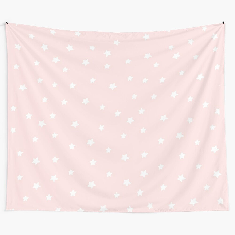 Twinkle star tapestry with pink and grey stars