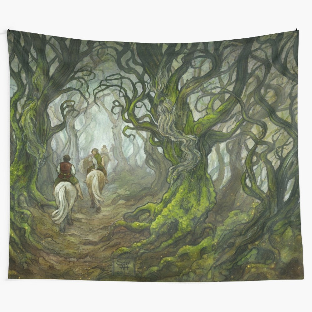 Enchanted woodland tapestry featuring the magical Old Forest from Middle-earth