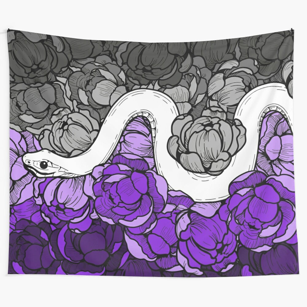 Asexual pride floral snake design tapestry