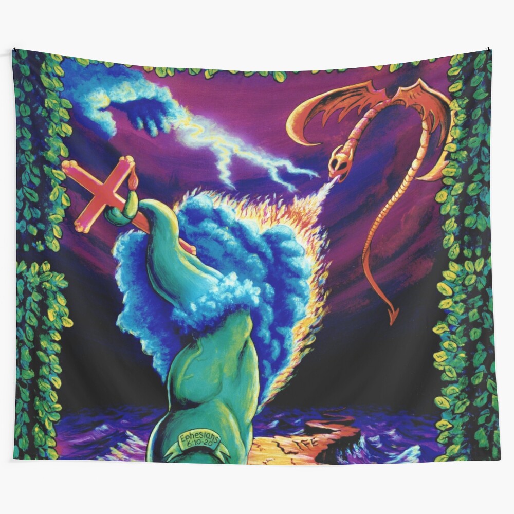 Psychedelic trippy surreal blacklight spiritual tapestry art