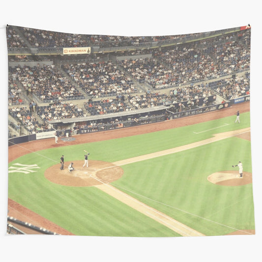 Yankee Stadium photography tapestry featuring the New York Yankees and Boston Red Sox baseball game