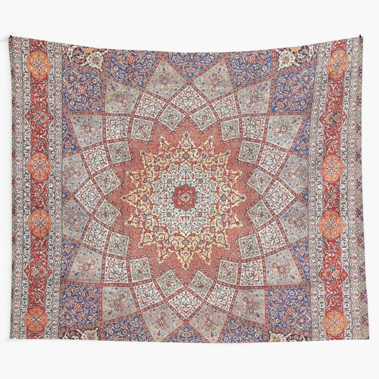 Antique-style Persian carpet print tapestry for boho home decor