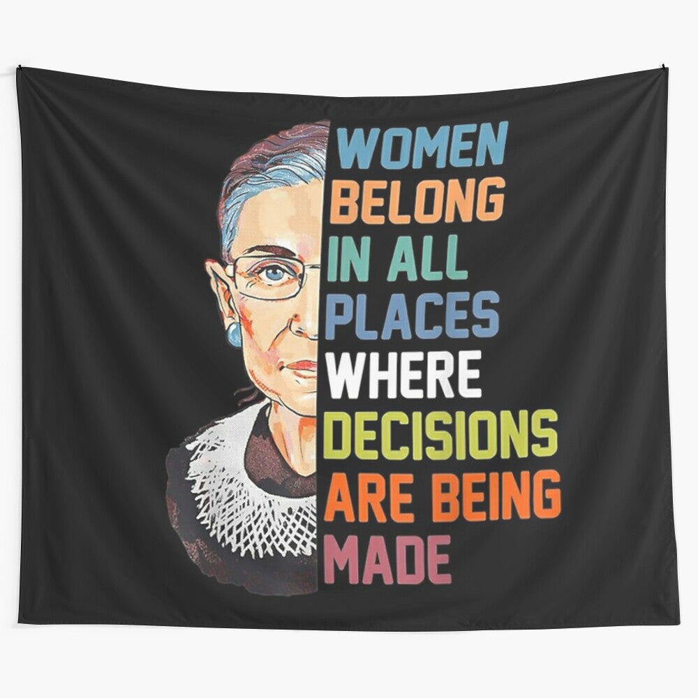 Women Belong Everywhere Inspirational Tapestry with Ruth Bader Ginsburg Quote